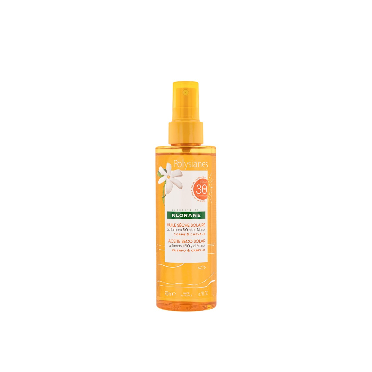 Klorane Polysianes Sonnenschutz-Trockenöl SPF30 200ml — Produktbild