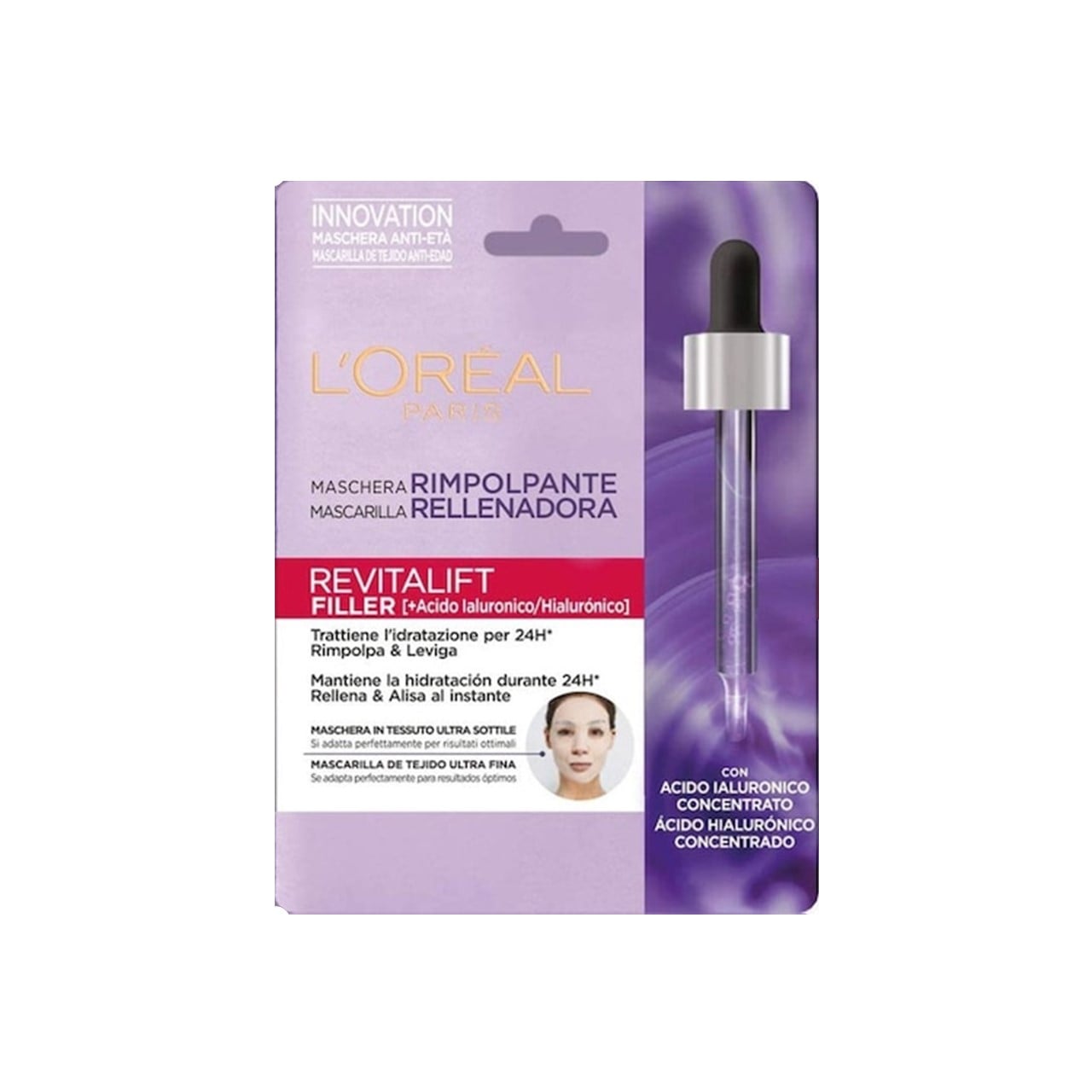 L'Oréal Paris Revitalift Filler Aufpolsternde Tuchmaske mit Hyaluronsäure x1 — Produktbild