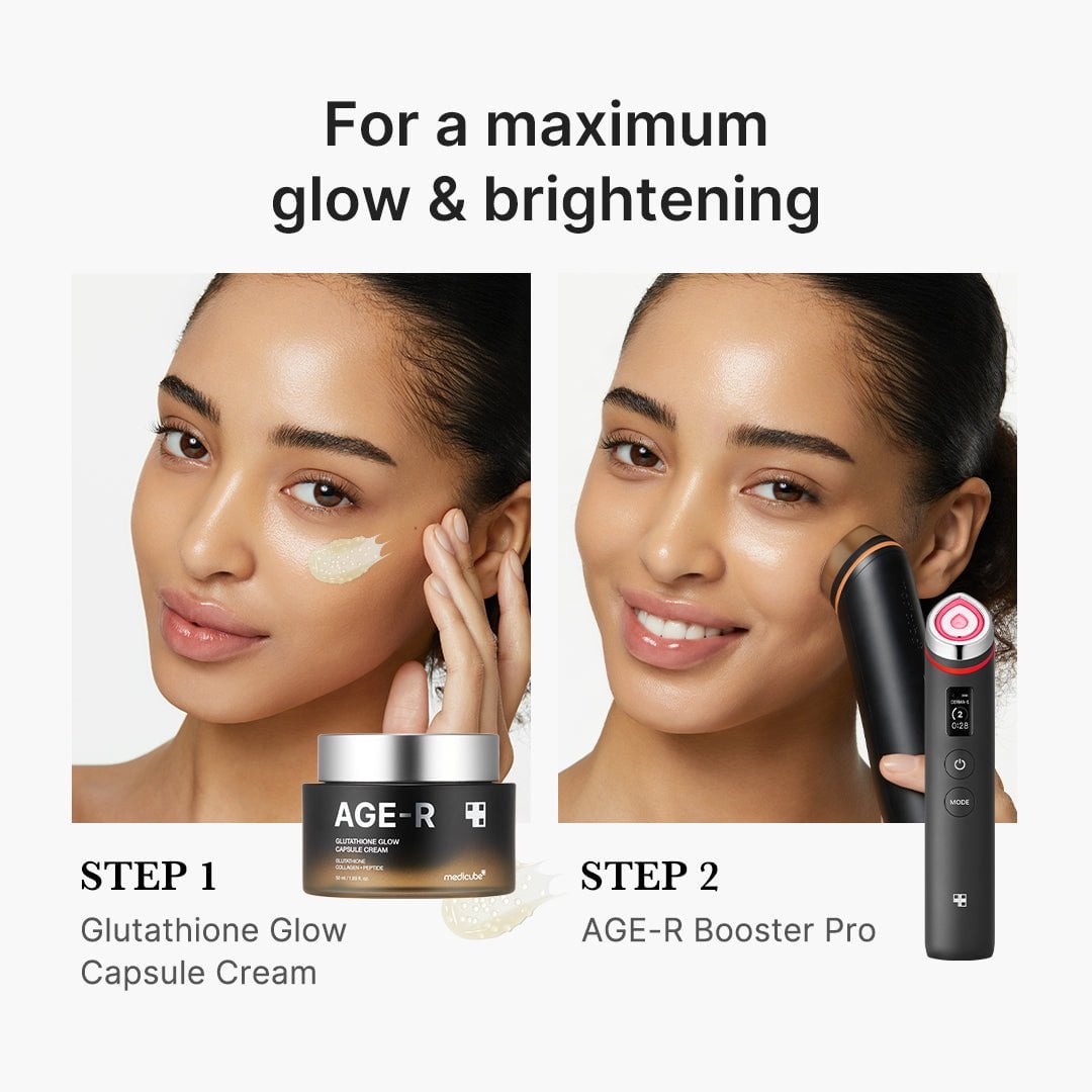 age r glutathione glow cream Age-R The serum is intended for daytime use and contains a sun protection factor of up to SPF 10 Medicube- AGE-R Glutathione Glow Capsule