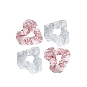 Brushworks Satin Scrunchies Pink/White x4