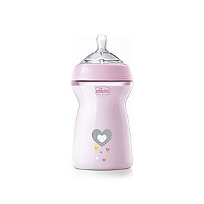 Chicco Natural Feeling Fast Flow BPA-Free Plastic Bottle 6m+ Pink 330ml