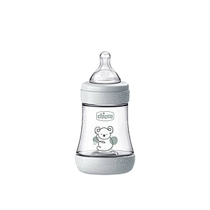Chicco Perfect 5 Intui-Flow System Baby BPA-Free Plastic Bottle Slow Flow 0m+ Grey 150ml