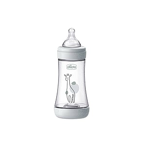 Chicco Perfect 5 Intui-Flow System Baby BPA-Free Plastic Bottle Medium Flow 2m+ Grey 240ml (8floz)