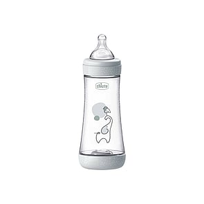 Chicco Perfect 5 Intui-Flow System Baby BPA-Free Plastic Bottle Fast Flow 4m+ Grey 300ml