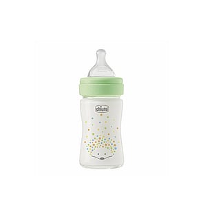 Chicco Perfect Easy Slow Flow Glass Bottle 0m+ Green 150ml