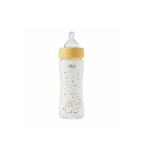 Chicco Perfect Easy Slow Flow Glass Bottle 0m+ Yellow 240ml