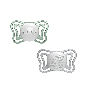 Chicco Physio Light Glow In The Dark Pacifier 16-36m Green/Grey x2
