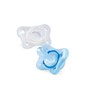 Chicco Physio Mini Soft Silicone Pacifier 0-2m Transparent/Blue x2