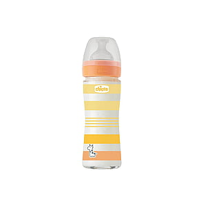 Chicco Well-Being Slow Flow Glass Bottle 0m+ Orange 240ml