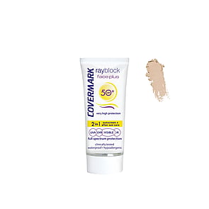 Covermark Rayblock Face Plus Tinted Cream Oily/Acneic 2-In-1 Sunscreen SPF50+ Soft Brown 50ml (1.69 fl oz)
