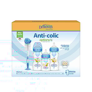 Dr. Brown's Options+ Anti-Colic Wide-Neck BPA-Free Plastic Blue Bottle Gift Set