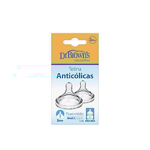 Dr. Brown's Options+ Medium Flow Wide-Neck Baby Bottle Silicone Nipple 3m+ x2