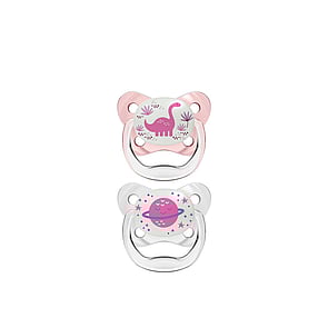 Dr. Brown's PreVent Contoured Glow in the Dark Pacifier 6-18m Pink x2