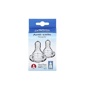 Dr. Brown's Slow Flow Narrow Baby Bottle Silicone Nipple 0m+ x2