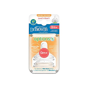 Dr. Brown's Options+ Slow Flow Wide-Neck Baby Bottle Nipple 0m+ x2