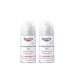 Eucerin Deodorant Sensitive Skin 48h 0% Aluminium Roll-On 50ml x2 (2x1.69fl oz)