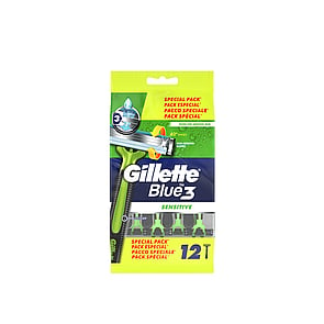 Gillette Blue3 Sensitive Disposable Razors x12