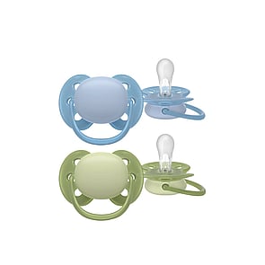 Philips Avent Ultra Soft Pacifier 0-6m Blue/Green x2
