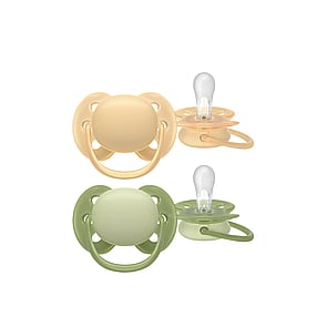 Philips Avent Ultra Soft Pacifier 6-18m Beige/Green x2