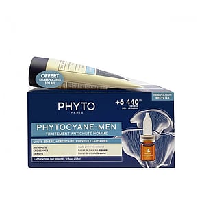 Phytocyane-Men Severe Hair Loss Treatment 12x3.5ml + Invigorating Shampoo 100ml (0.17 fl oz + 3.38 fl oz)