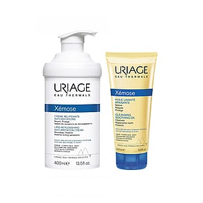 Uriage Xémose Lipid-Replenishing Anti-Irritation Cream 400ml + Cleansing Soothing Oil 200ml