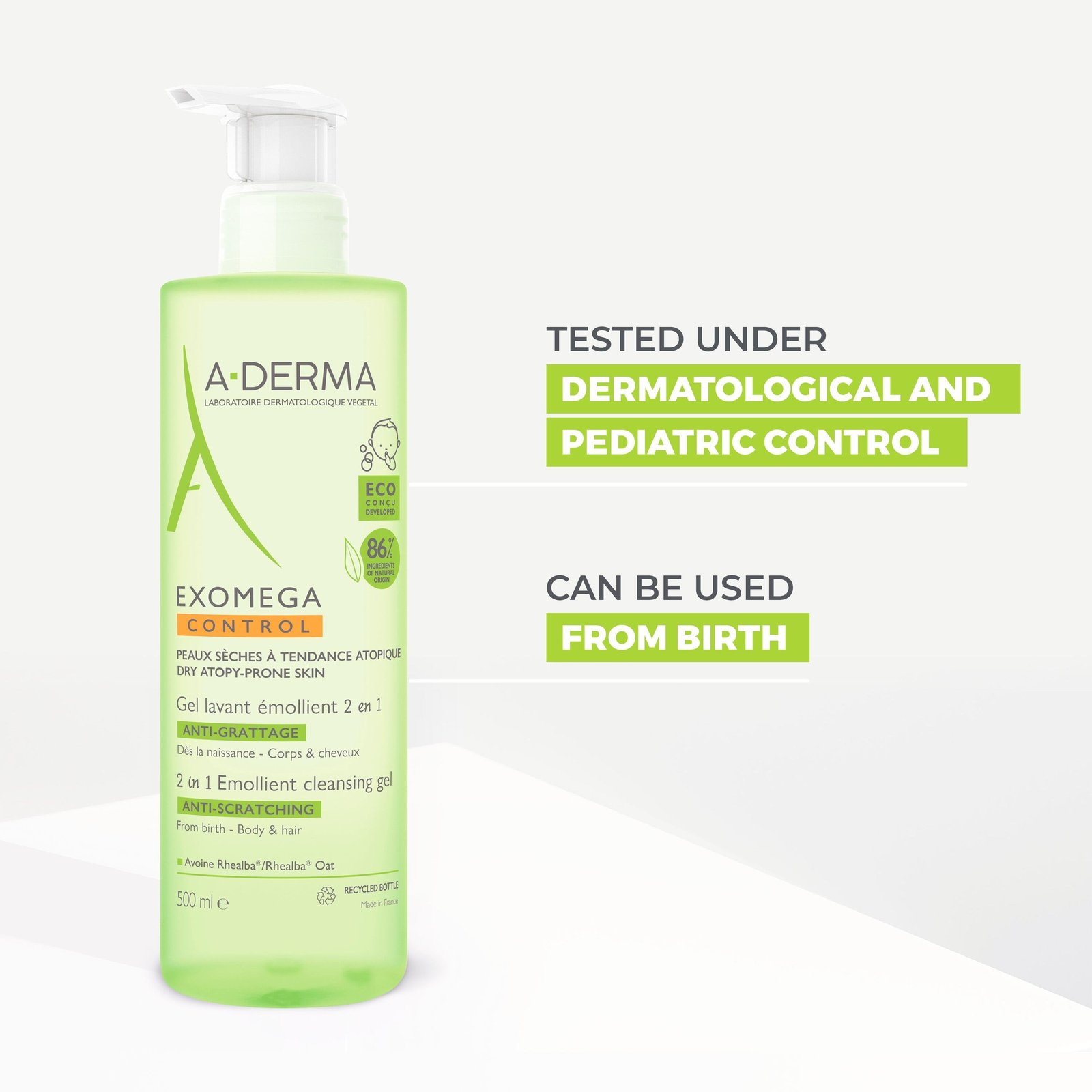 A-Derma Exomega Control Emollient Cleansing Gel 500ml