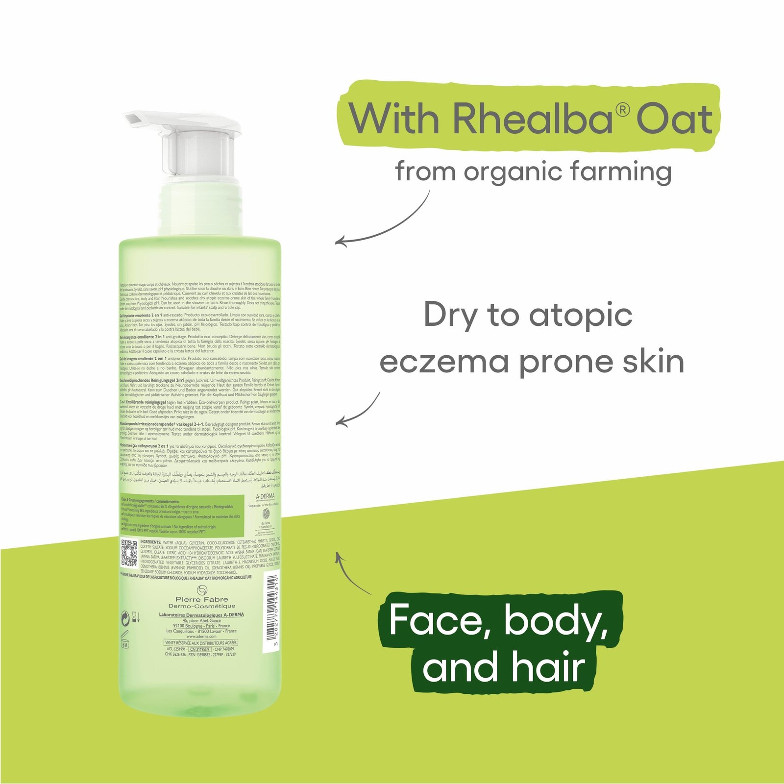 A-Derma Exomega Control Emollient Cleansing Gel 500ml