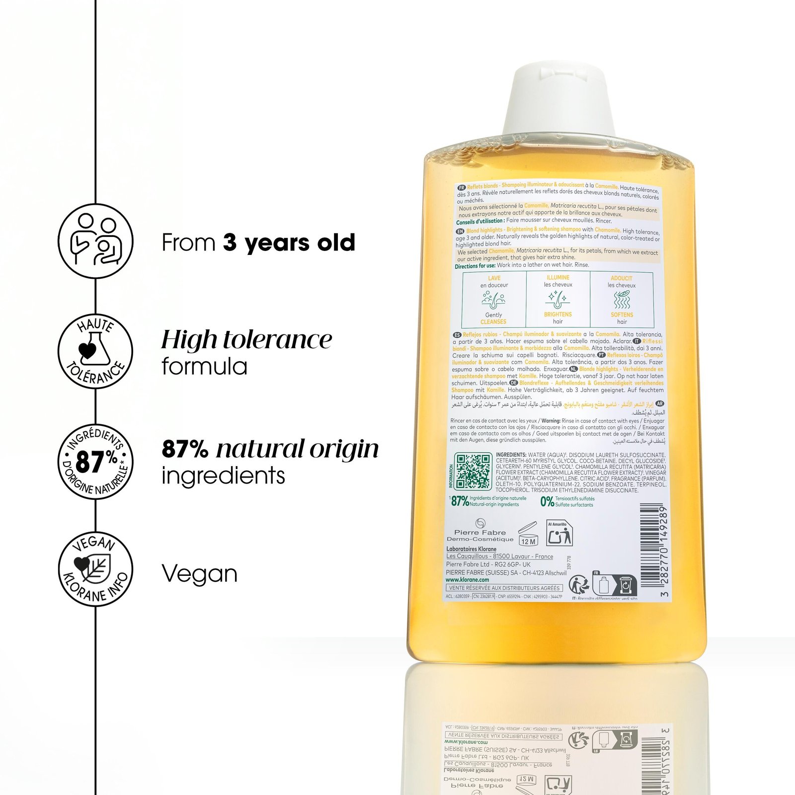 Klorane Blonde Highlights Shampoo with Chamomile 400ml (13.5floz)