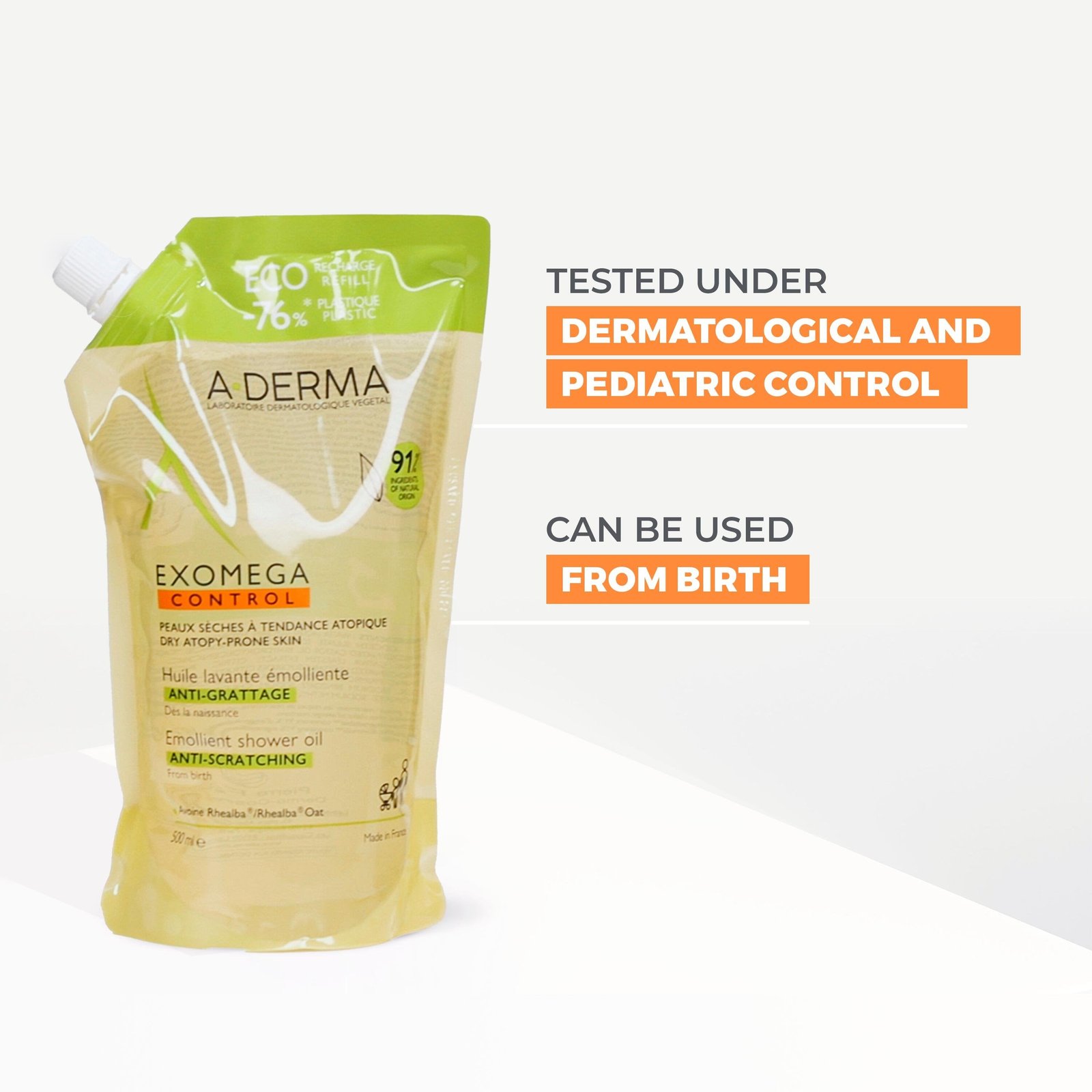 A-Derma Exomega Control Emollient Shower Oil Refill 500ml