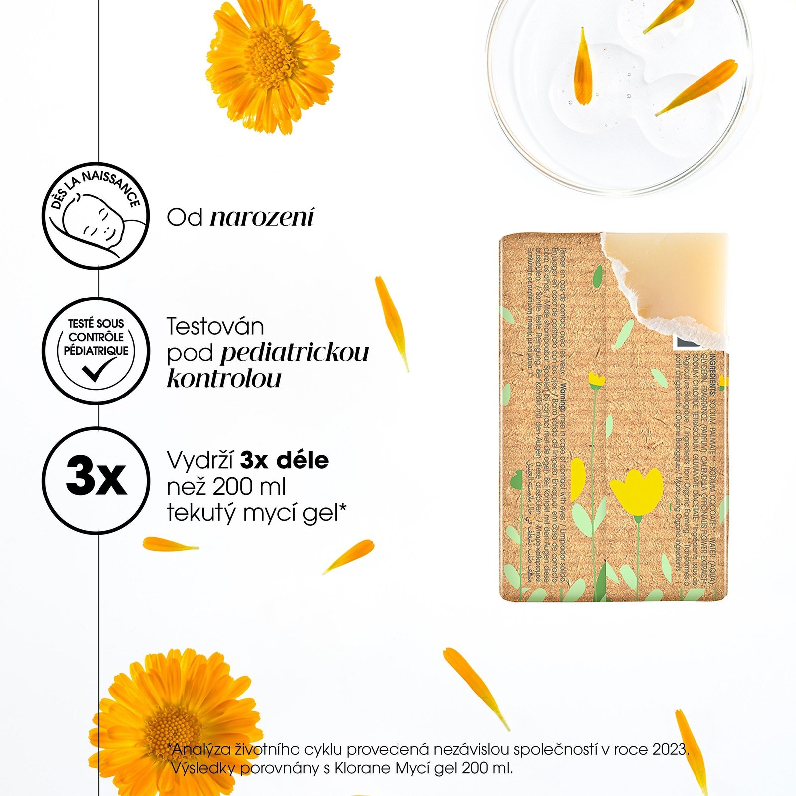 Klorane Baby Cleansing Bar with Organic Calendula 100g