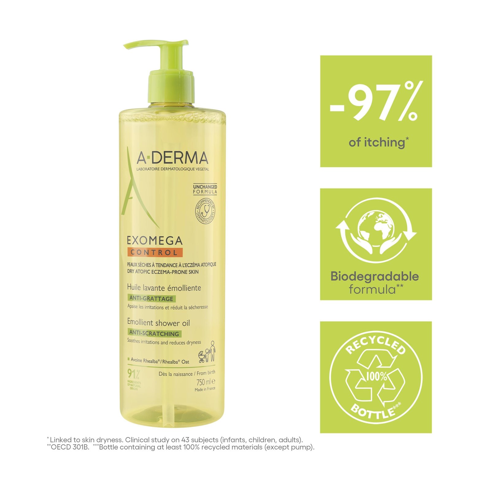 A-Derma Exomega Control Emollient Shower Oil Atopic Skin 750ml