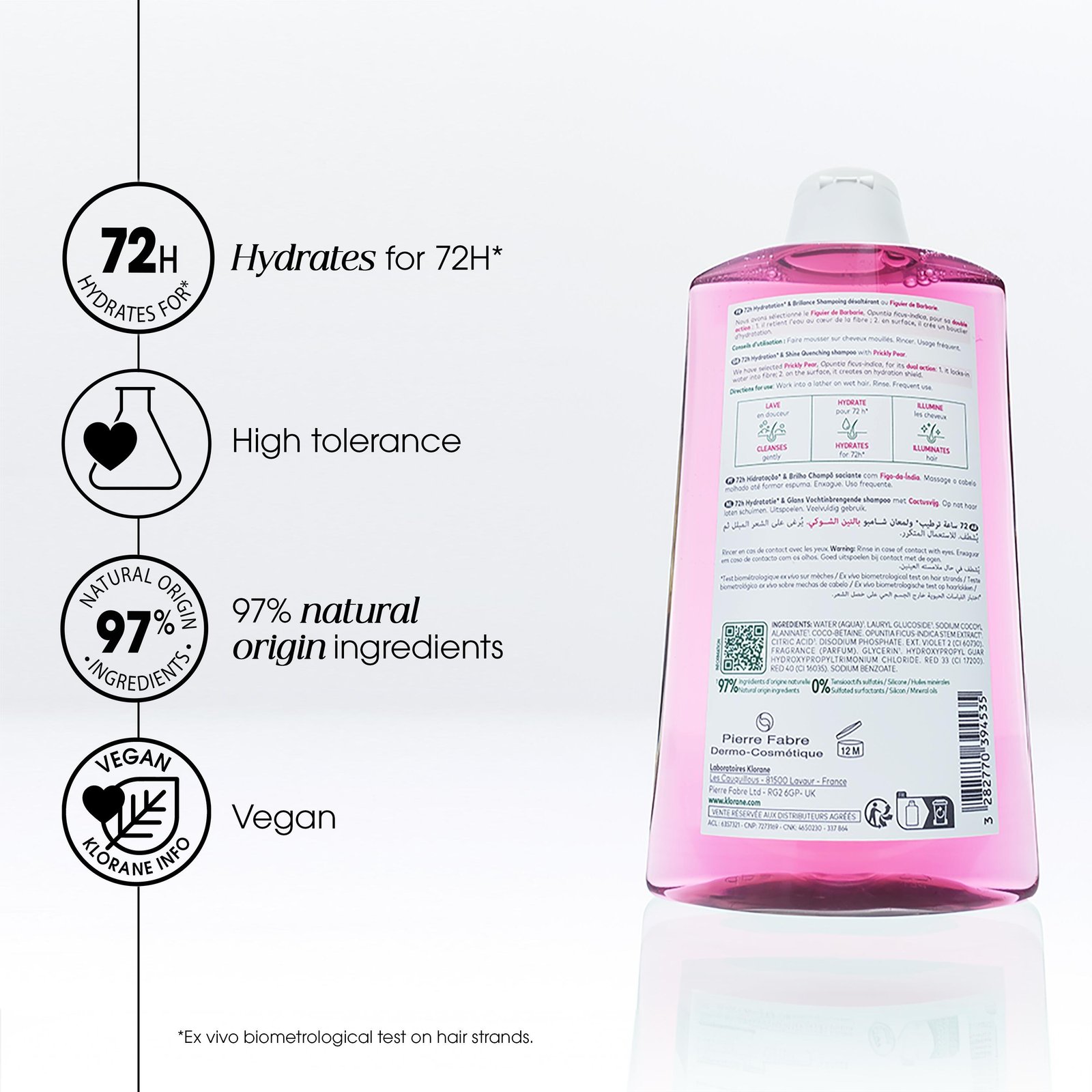 Klorane 72h Hydration & Shine Quenching Shampoo Prickly Pear 400ml