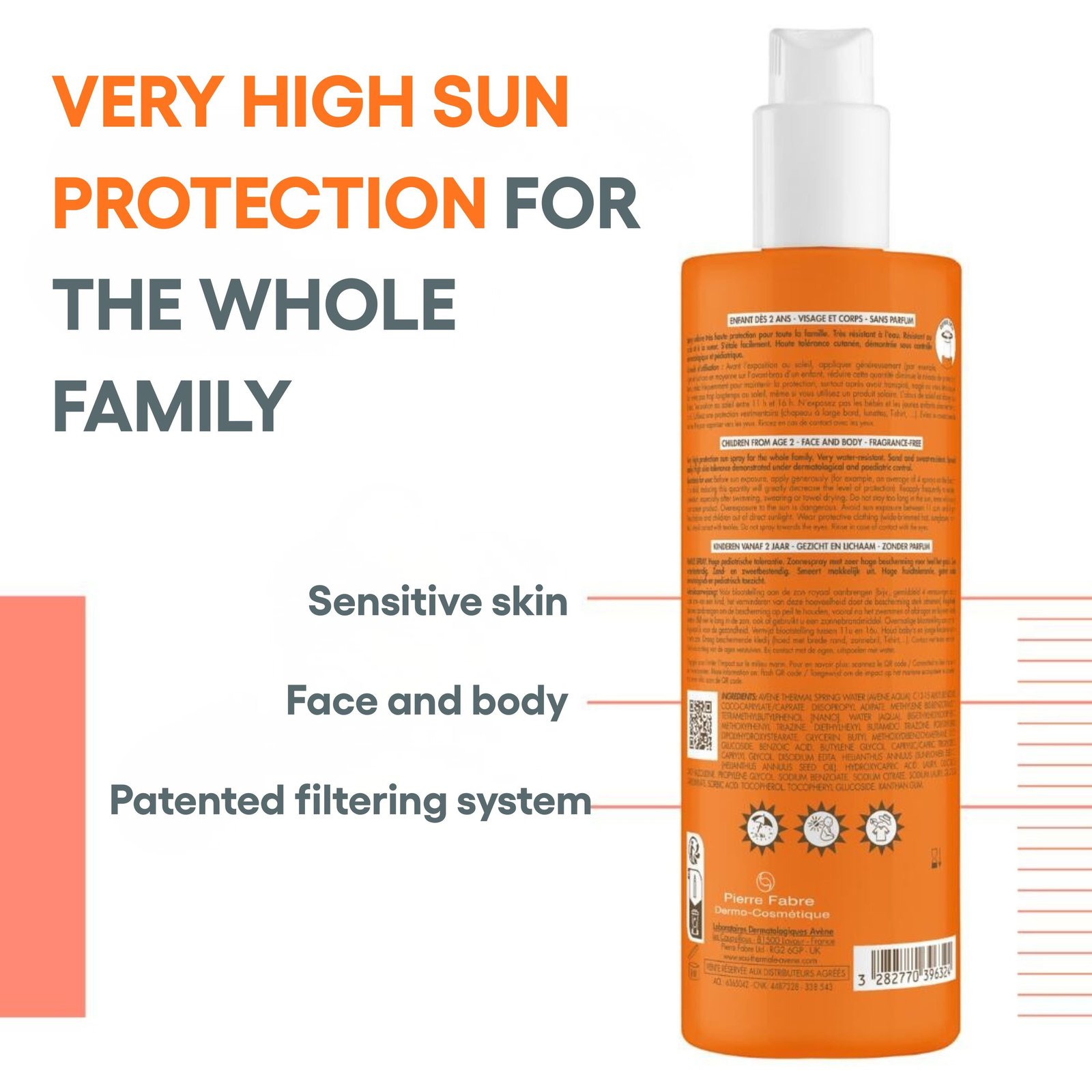Avène Sun Very High Protection Resistant Family Spray SPF50+ Sunscreen 400ml