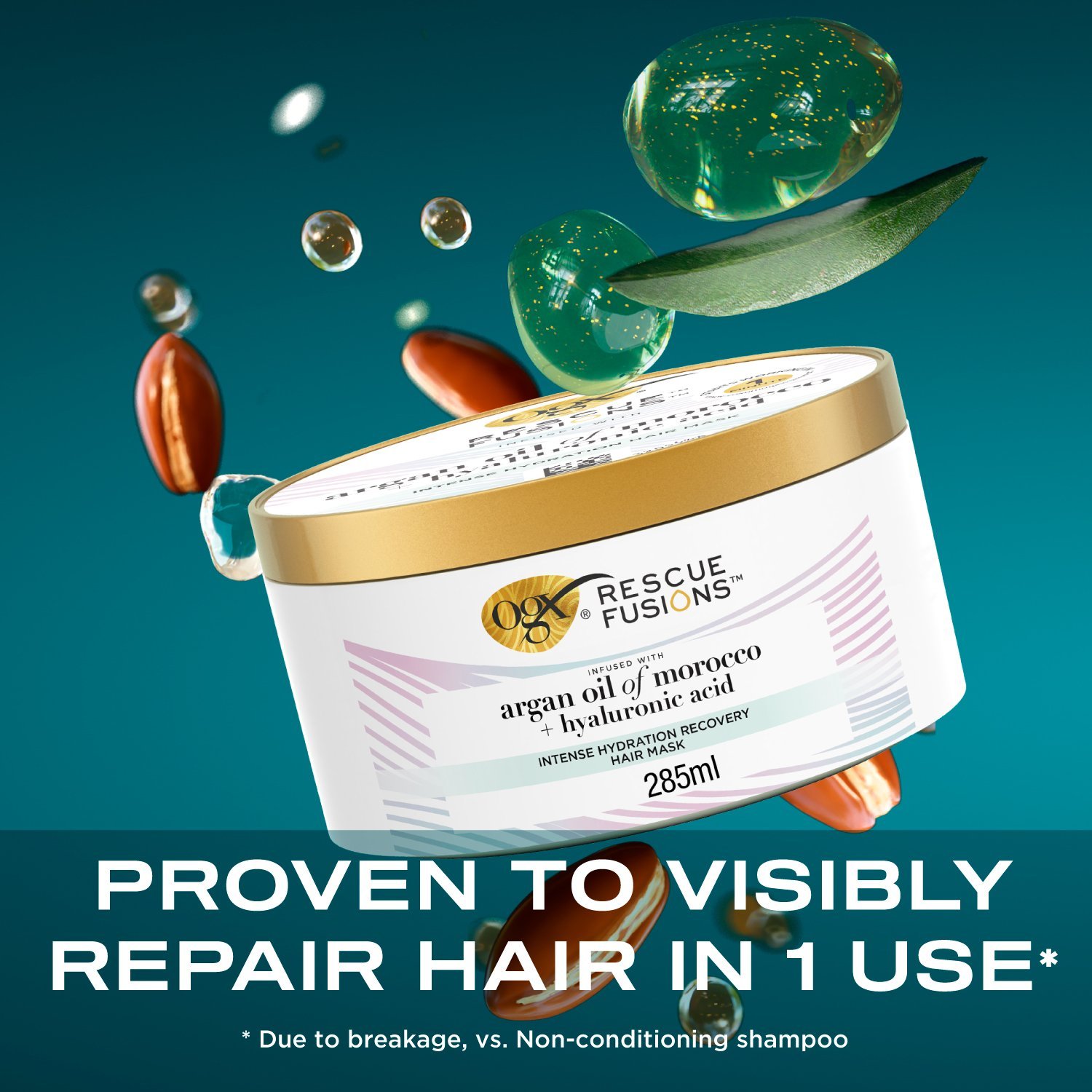 OGX Rescue Fusions Intense Hydration Argan Oil of Morocco + Hyaluronic Acid Hair Mask 285ml