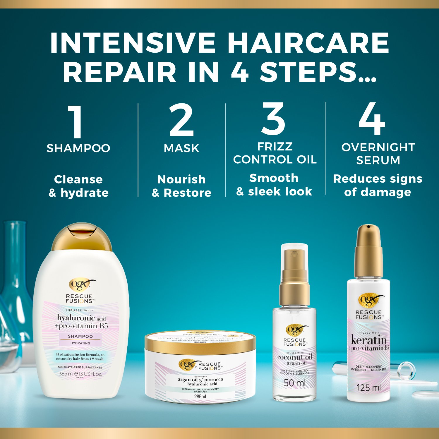OGX Rescue Fusions Intense Hydration Argan Oil of Morocco + Hyaluronic Acid Hair Mask 285ml