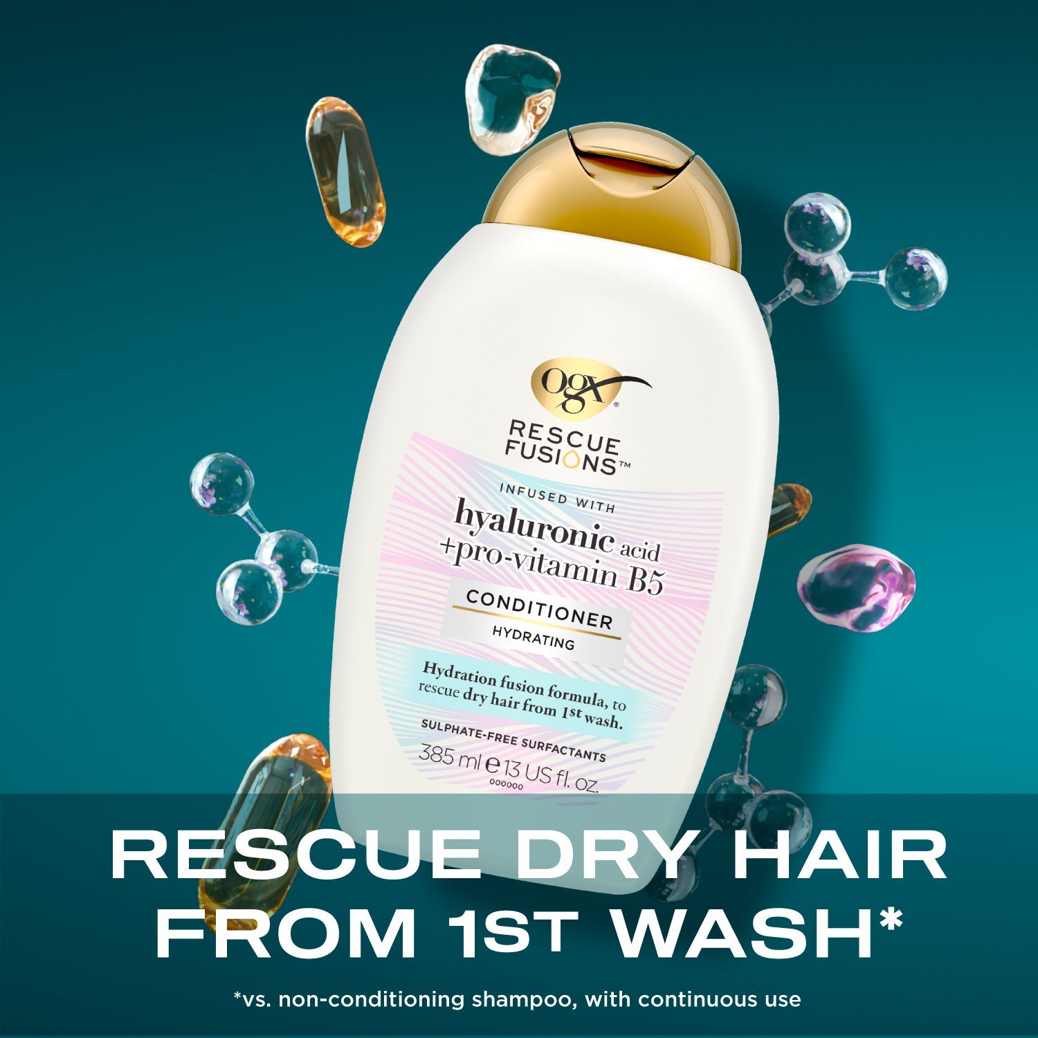 OGX Rescue Fusions Hyaluronic Acid + Pro-Vitamin B5 Conditioner 385ml