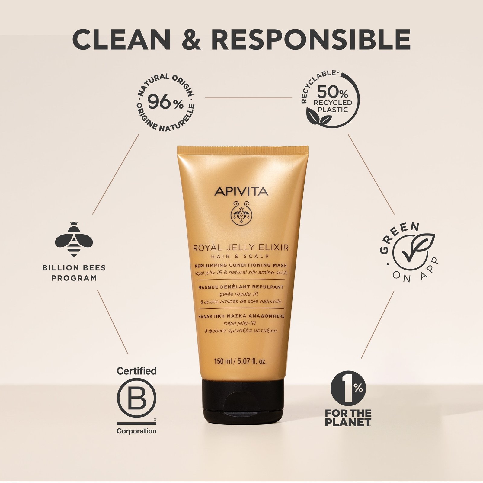 APIVITA Royal Jelly Elixir Replumping Conditioning Mask 150ml