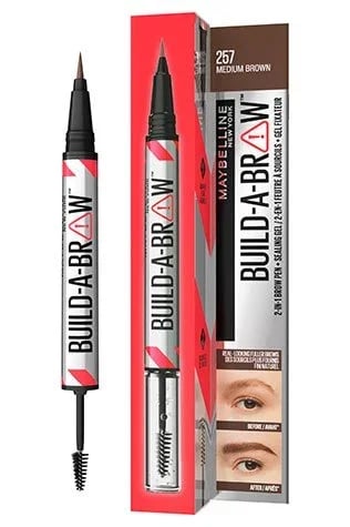 Maybelline Build-A-Brow 2-In-1 Brow Pen + Sealing Gel 257 Medium Brown