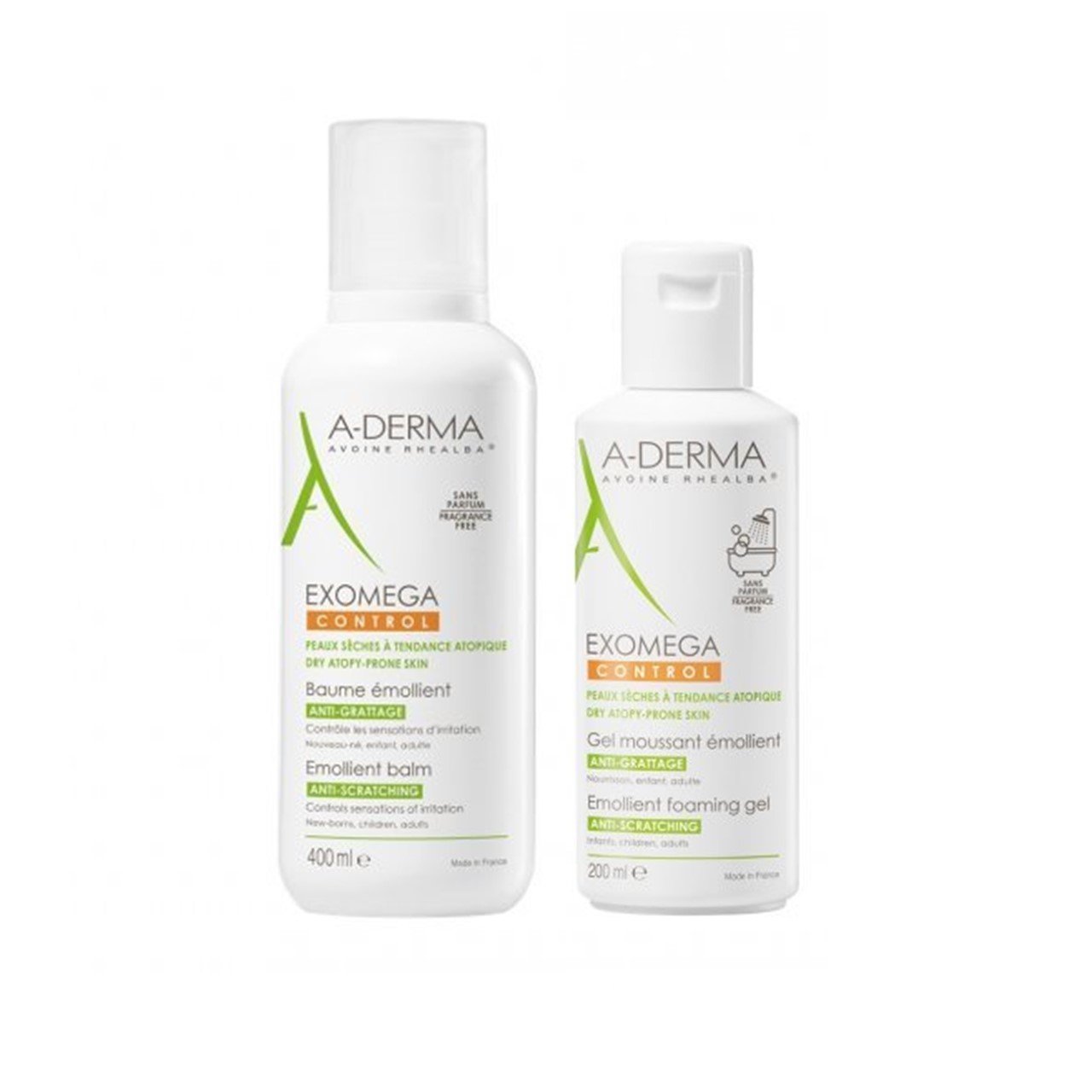A-Derma Exomega Control Emollient Balm 400ml + Foaming Gel 200ml