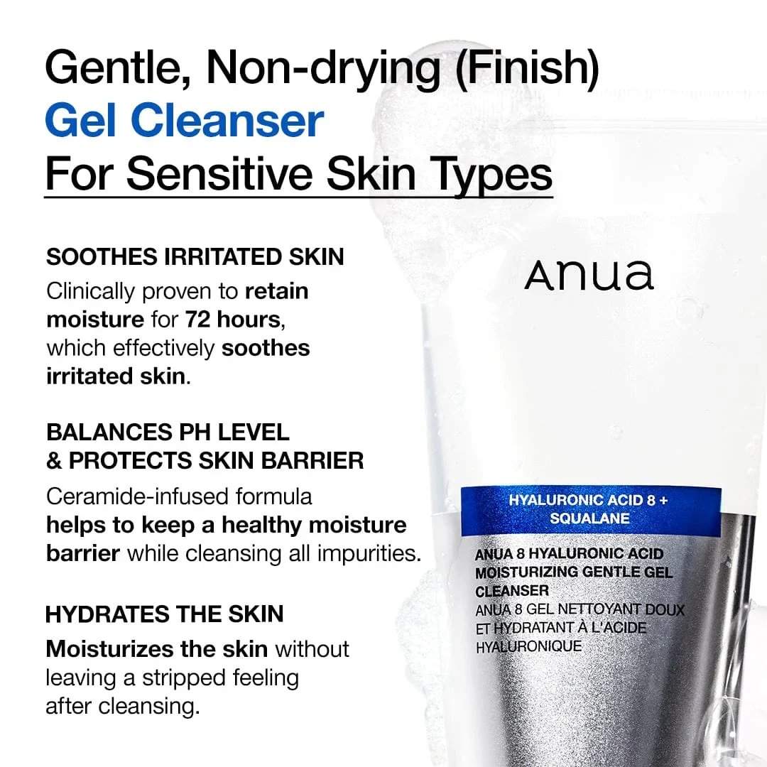 Anua 8 Ácido Hialurónico Gel Limpiador Suave Hidratante 150ml