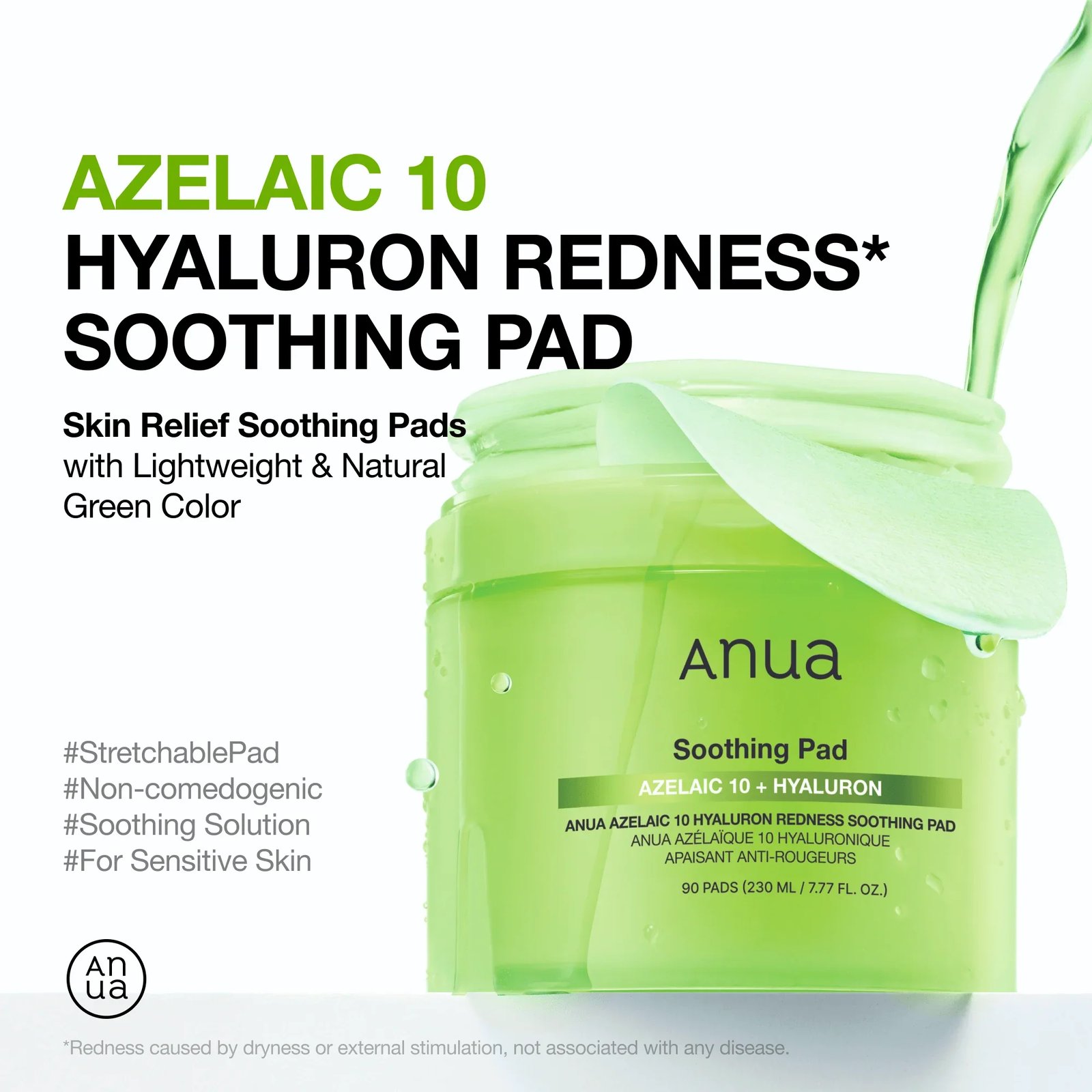 Anua Azelaic 10 Hyaluron Redness Soothing Pad x90 USA