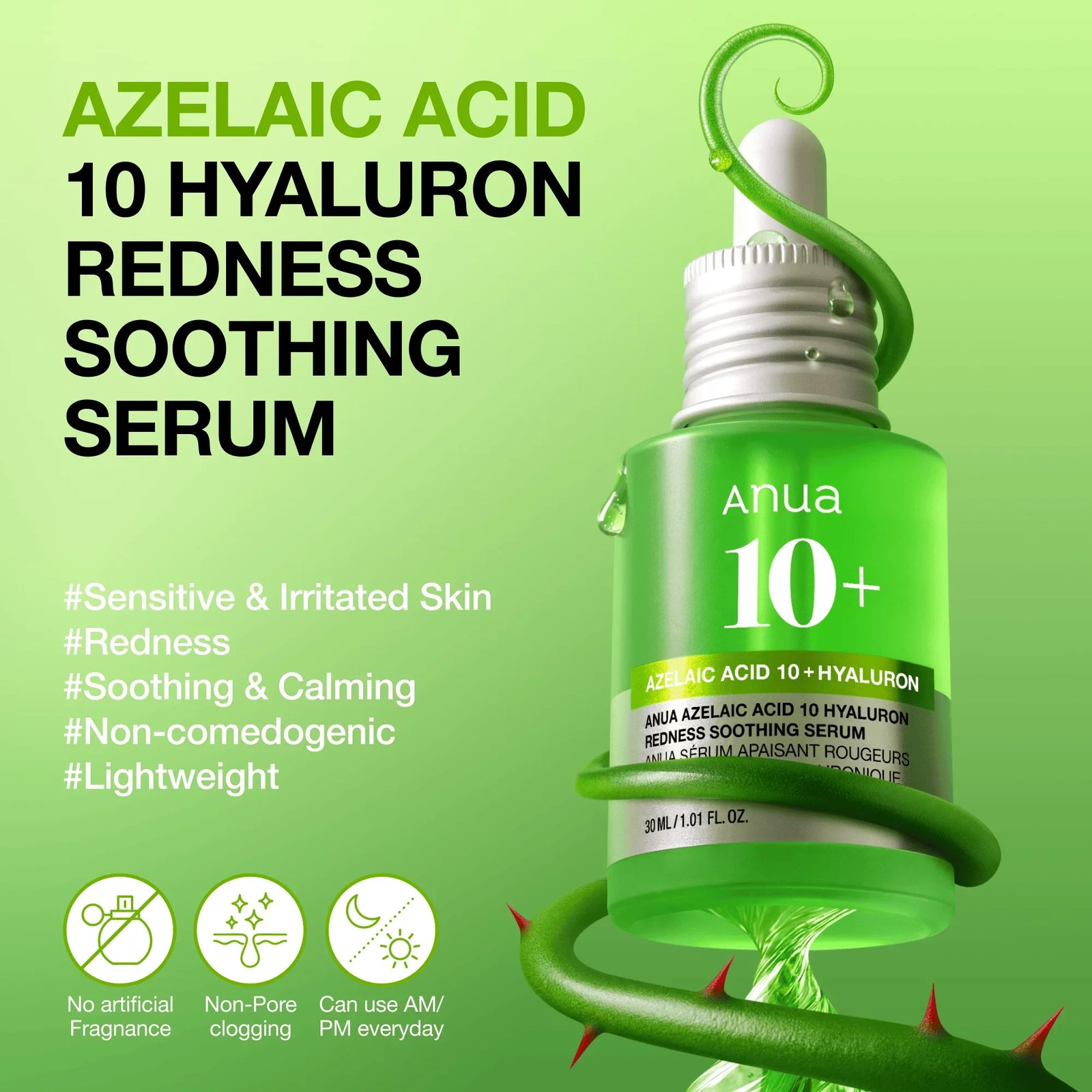 Anua Azelaic Acid 10 Hyaluron Redness Rauhoittava Seerumi 30ml