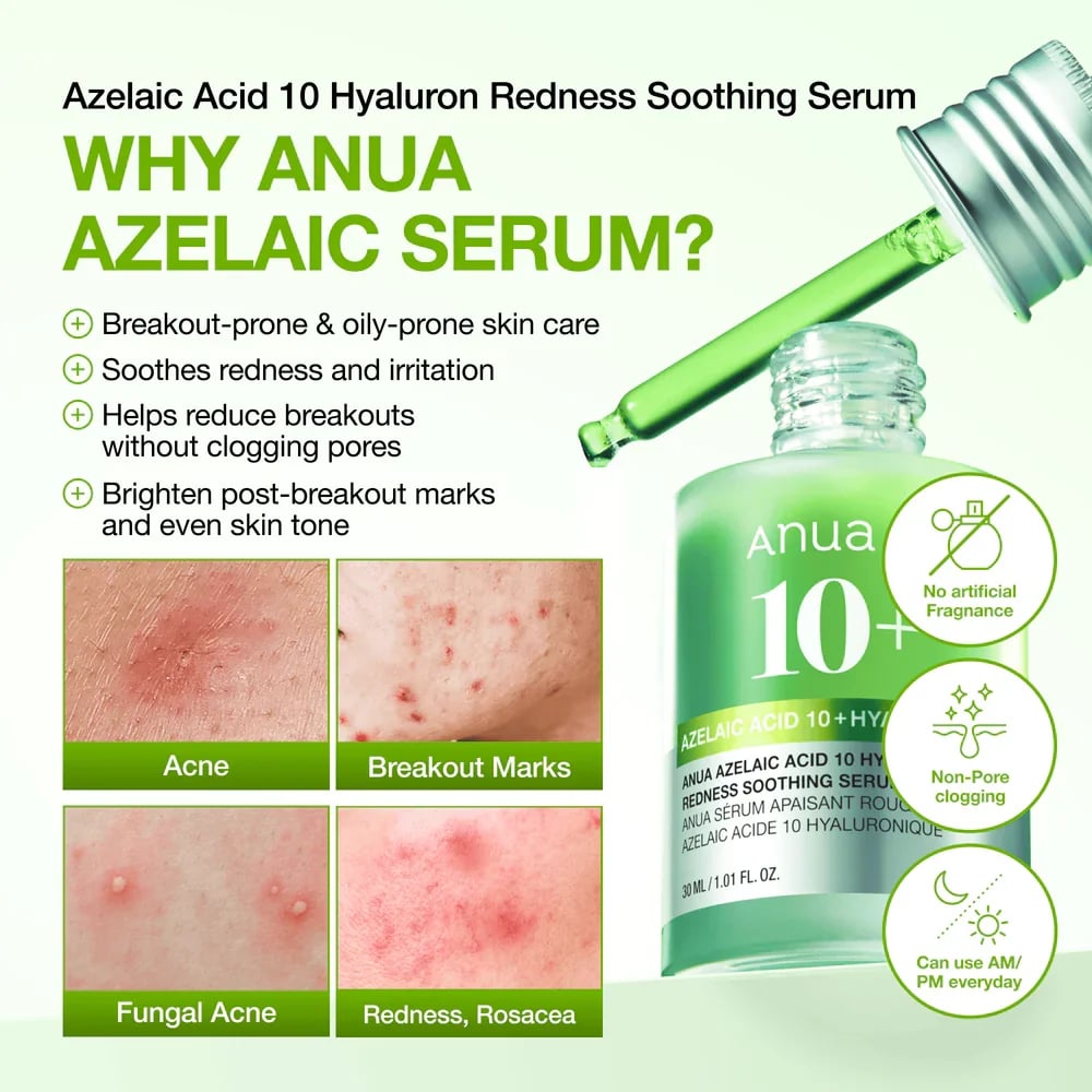 Anua Azelaic Acid 10 Hyaluron Redness Rauhoittava Seerumi 30ml