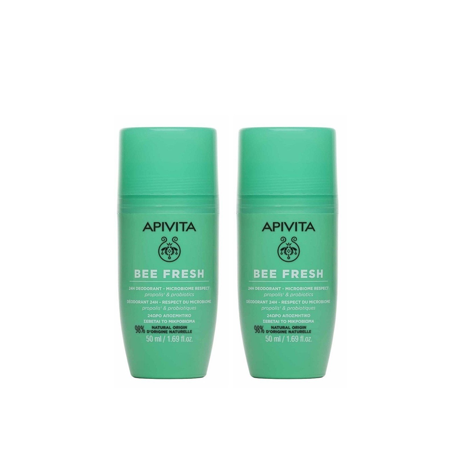 APIVITA Bee Fresh 24h Deodorant Propolis & Probiotics 50ml x2