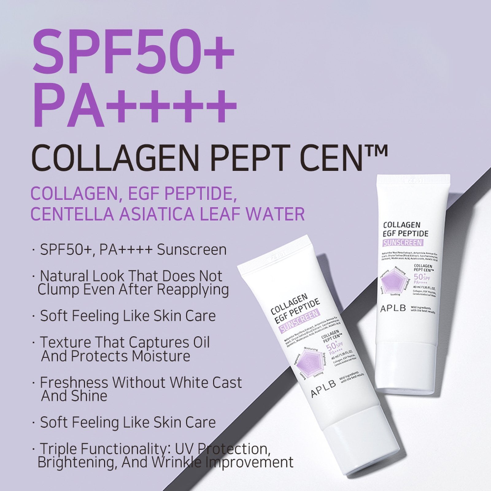 APLB Collagen EGF Peptide Sunscreen SPF50+ 40ml (1.35floz)