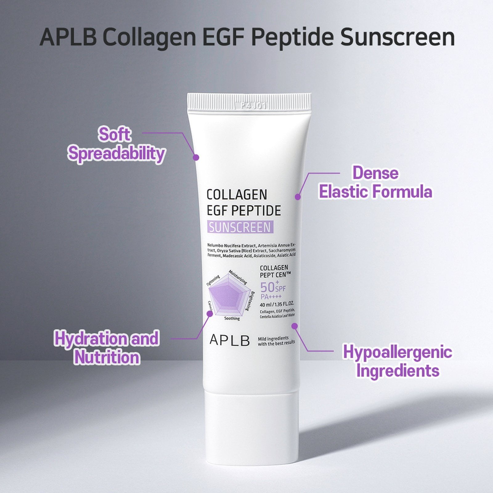 APLB Collagen EGF Peptide Sunscreen SPF50+ 40ml (1.35floz)