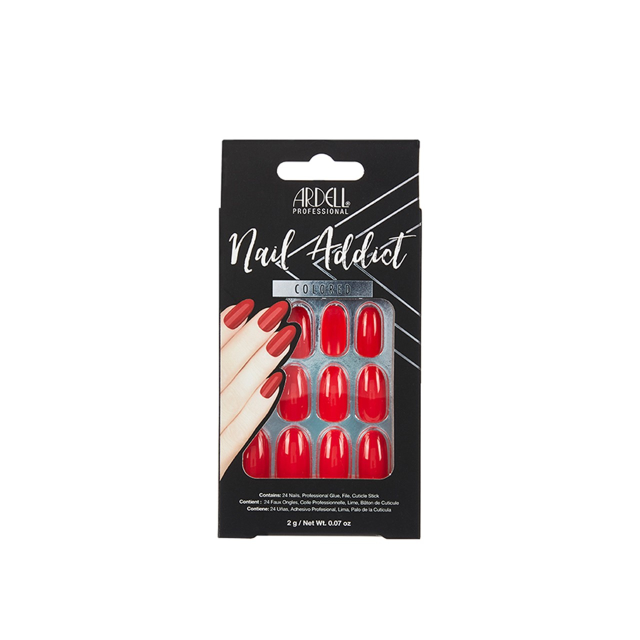 Ardell Nail Addict Colored Artificial Nails Cherry Red x24
