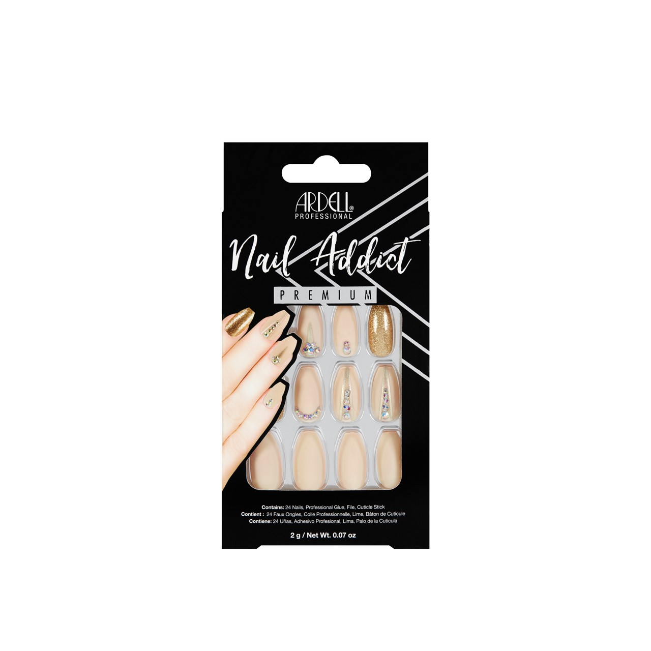 Ardell Nail Addict Premium Artificial Nails Nude Jeweled x24
