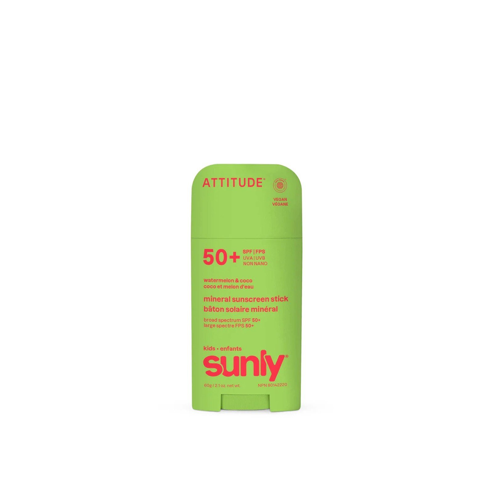ATTITUDE Kids Sunly Barra Solar Mineral Sandía & Coco SPF50 60g