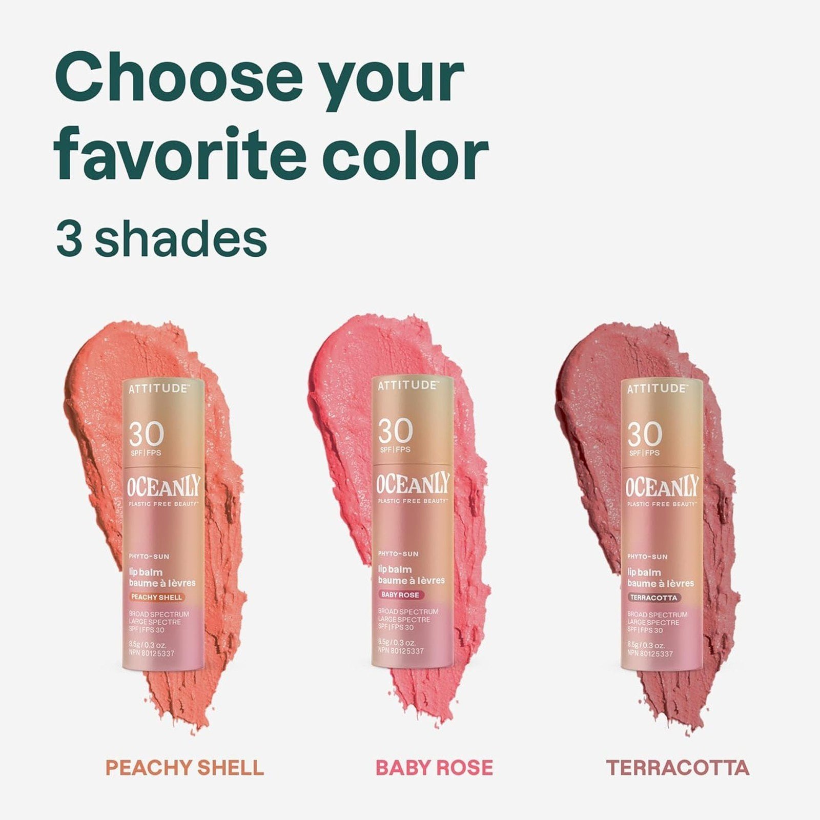 ATTITUDE Oceanly Lip Balm SPF30 Peachy Shell 8.5g